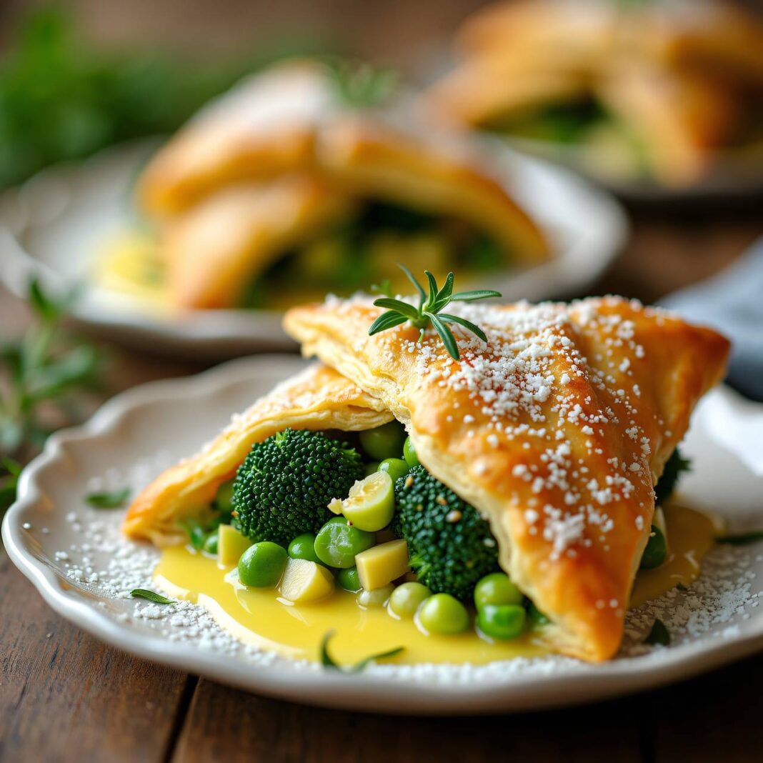 Feuilleté mit grünem Gemüse und Schabziger-Sauce Rezept Feuilleté mit grünem Gemüse und Schabziger-Sauce Rezept