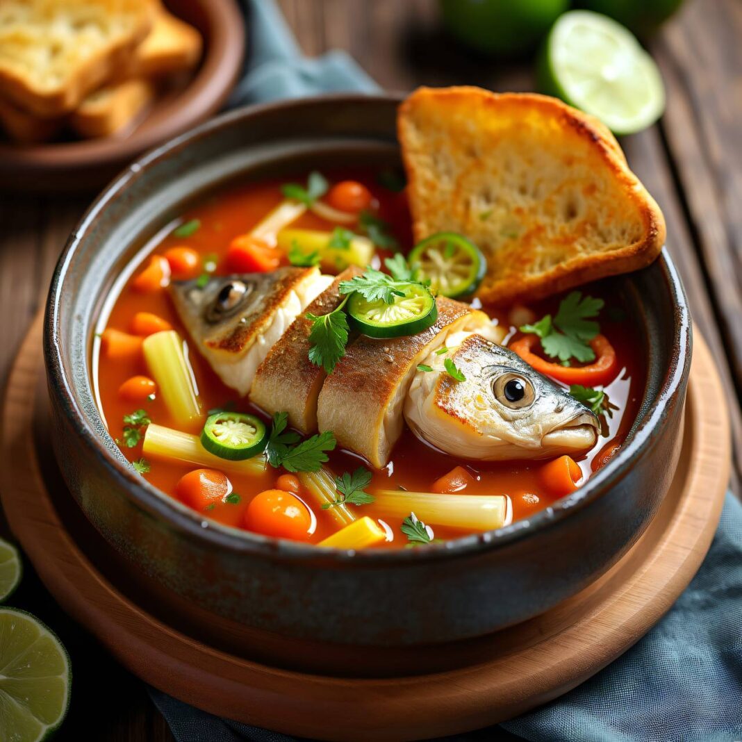 Fisch-Gemüse-Topf mit Limetten-Paprika-Toasts Rezept Fisch-Gemüse-Topf mit Limetten-Paprika-Toasts Rezept