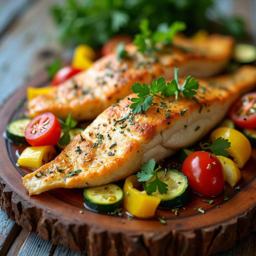 Fisch mit Kräutern und Sommergemüse Rezept Fisch mit Kräutern und Sommergemüse Rezept