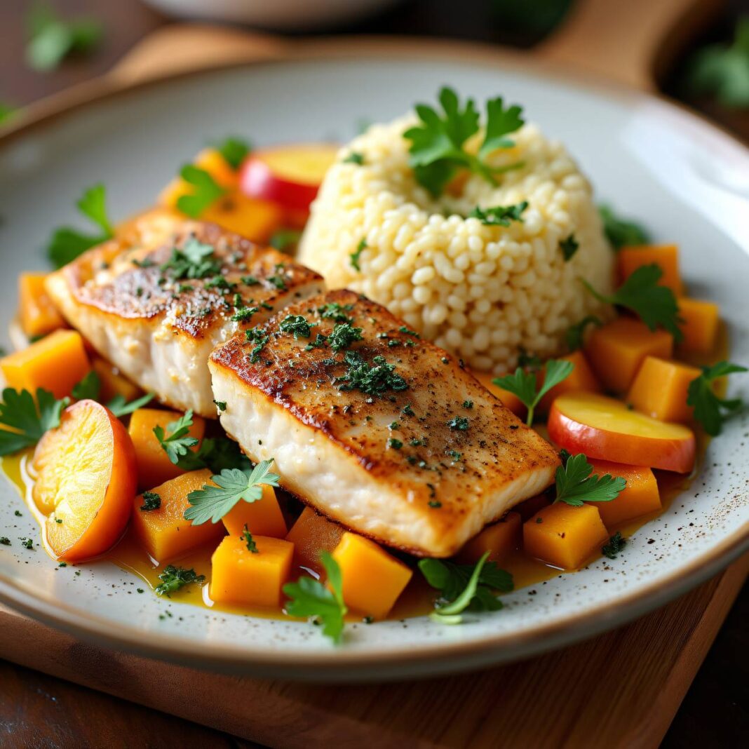 Fisch mit Kürbis und Apfel Rezept Fisch mit Kürbis und Apfel Rezept