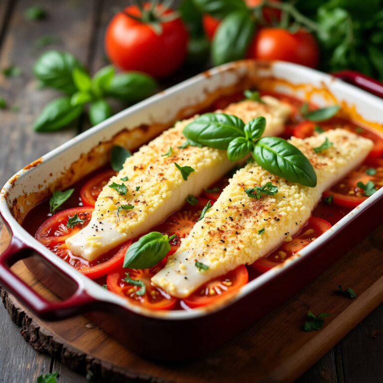 Fisch-Tomaten-Käse-Gratin (Low Carb) Rezept