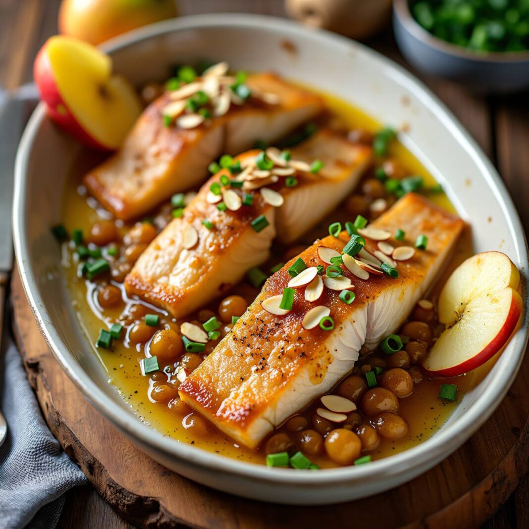 Fischfilets mit Dörrapfel-Nussrücken Rezept Fischfilets mit Dörrapfel-Nussrücken Rezept