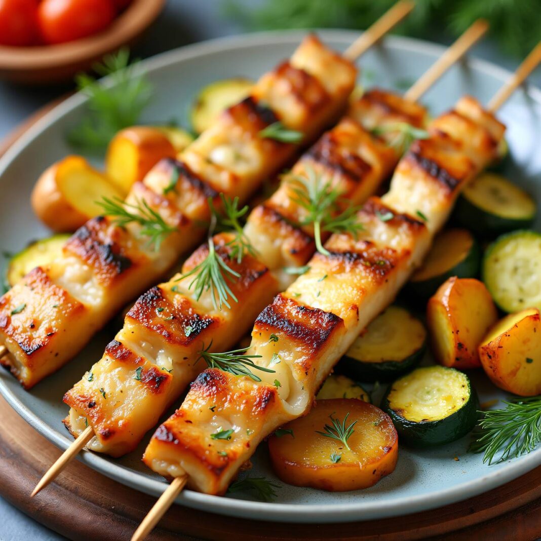 Fischspiessli zu sommerlichem Gemüse Rezept Fischspiessli zu sommerlichem Gemüse Rezept