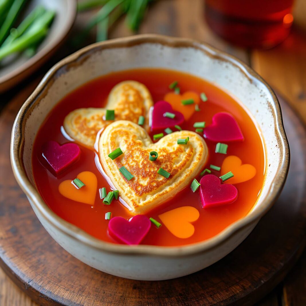 Flädlisuppe mit roten Herzen Rezept Flädlisuppe mit roten Herzen Rezept