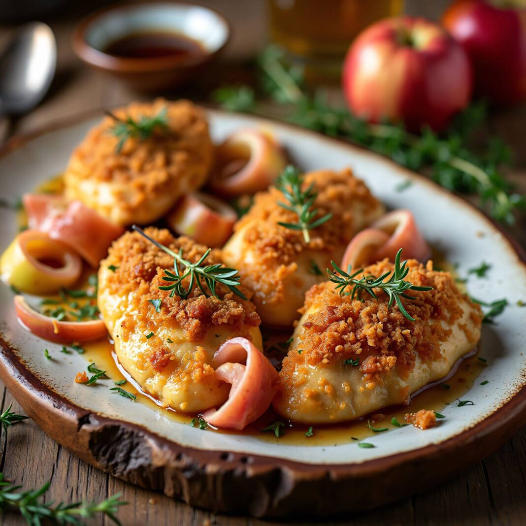 Flambierte Calvados-Hühnerschnitzel Rezept Flambierte Calvados-Hühnerschnitzel Rezept