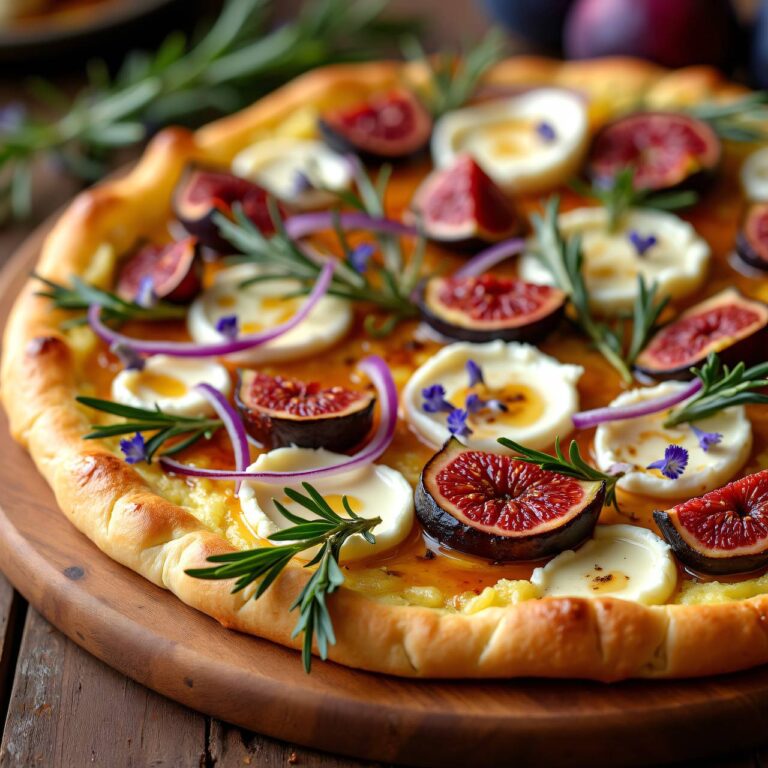Flammkuchen vegetarisch mit Ziegenkäse und Honig Rezept