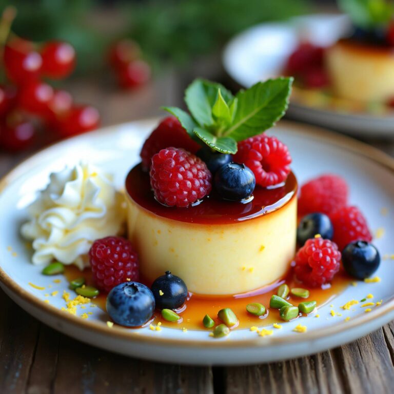 Flan mit marinierten Beeren Rezept