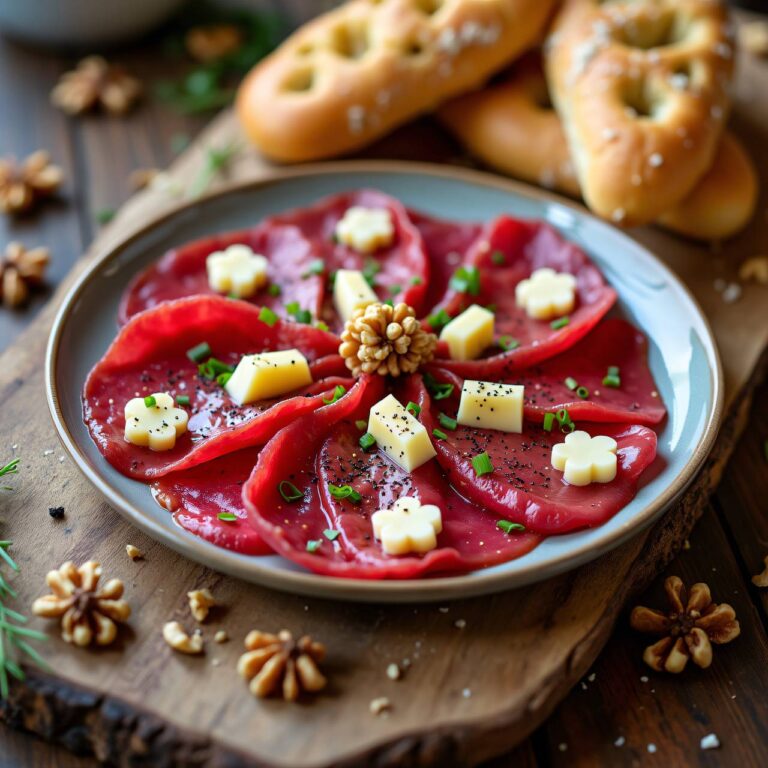 Fleisch-Carpaccio mit Nussbrot Rezept