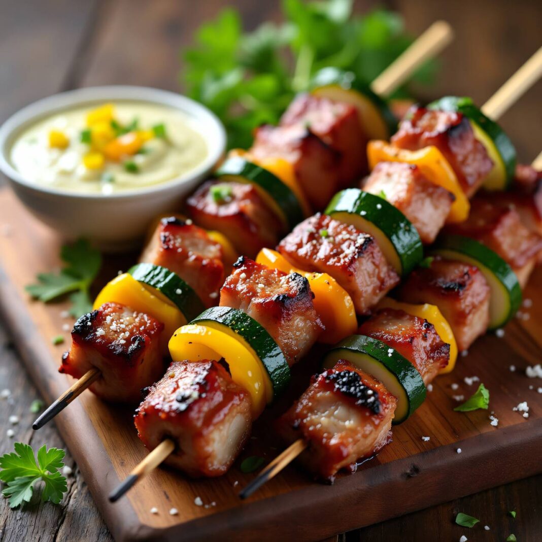 Fleisch-Gemüse-Spieße vom Grill Rezept Fleisch-Gemüse-Spieße vom Grill Rezept