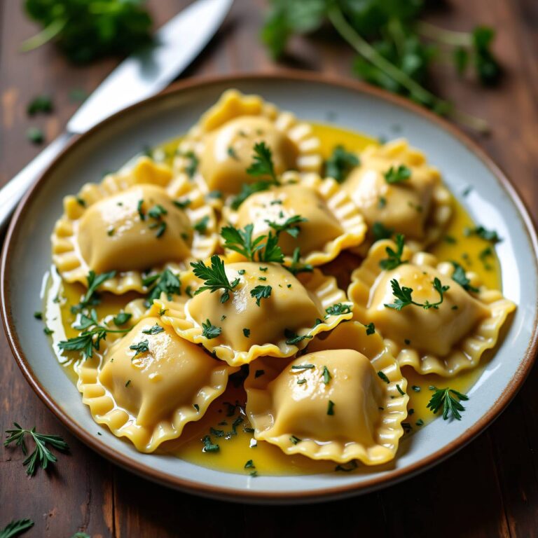 Fleischravioli an Kräuterbutter Rezept