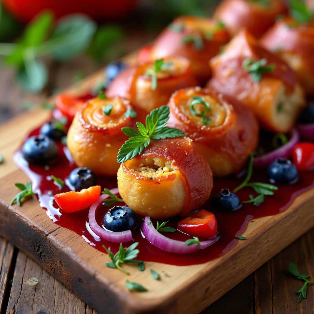 Fleischröllchen mit Beerensauce Rezept Fleischröllchen mit Beerensauce Rezept