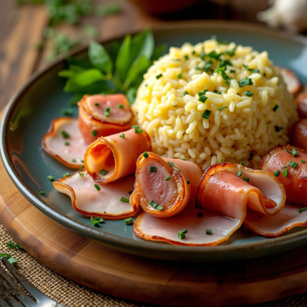 Fleischröllchen mit Senf-Reis Rezept Fleischröllchen mit Senf-Reis Rezept