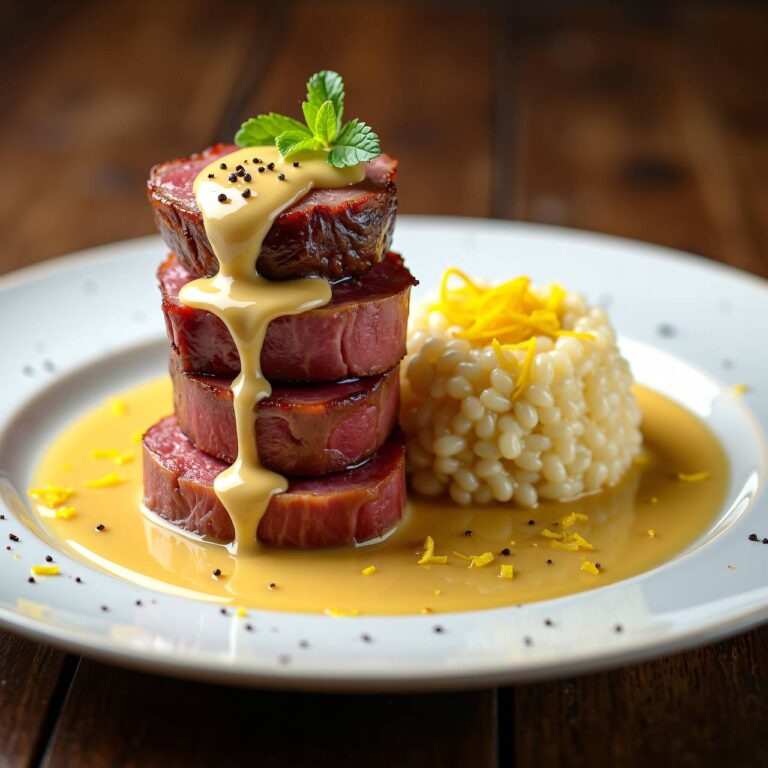 Fleischtürmchen mit Schaumwein-Sauce Rezept