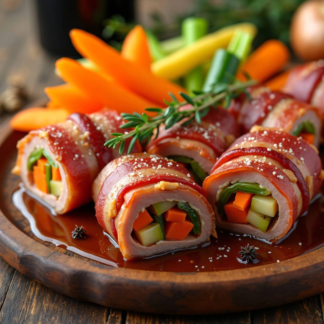 Fleischvögel mit Gemüsestäbchen Rezept Fleischvögel mit Gemüsestäbchen Rezept