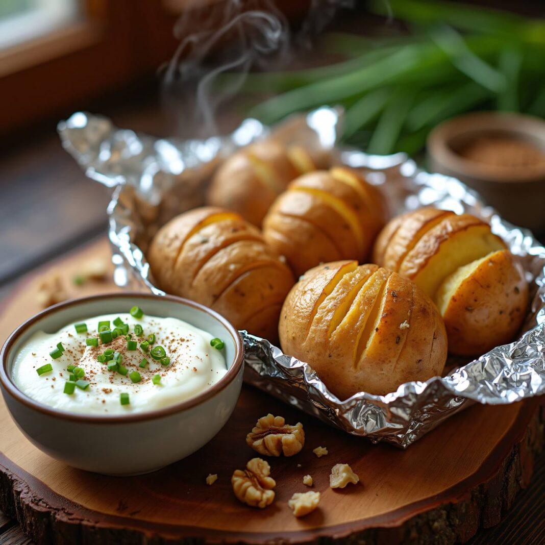 Folienkartoffeln mit Nuss-Quark Rezept Folienkartoffeln mit Nuss-Quark Rezept
