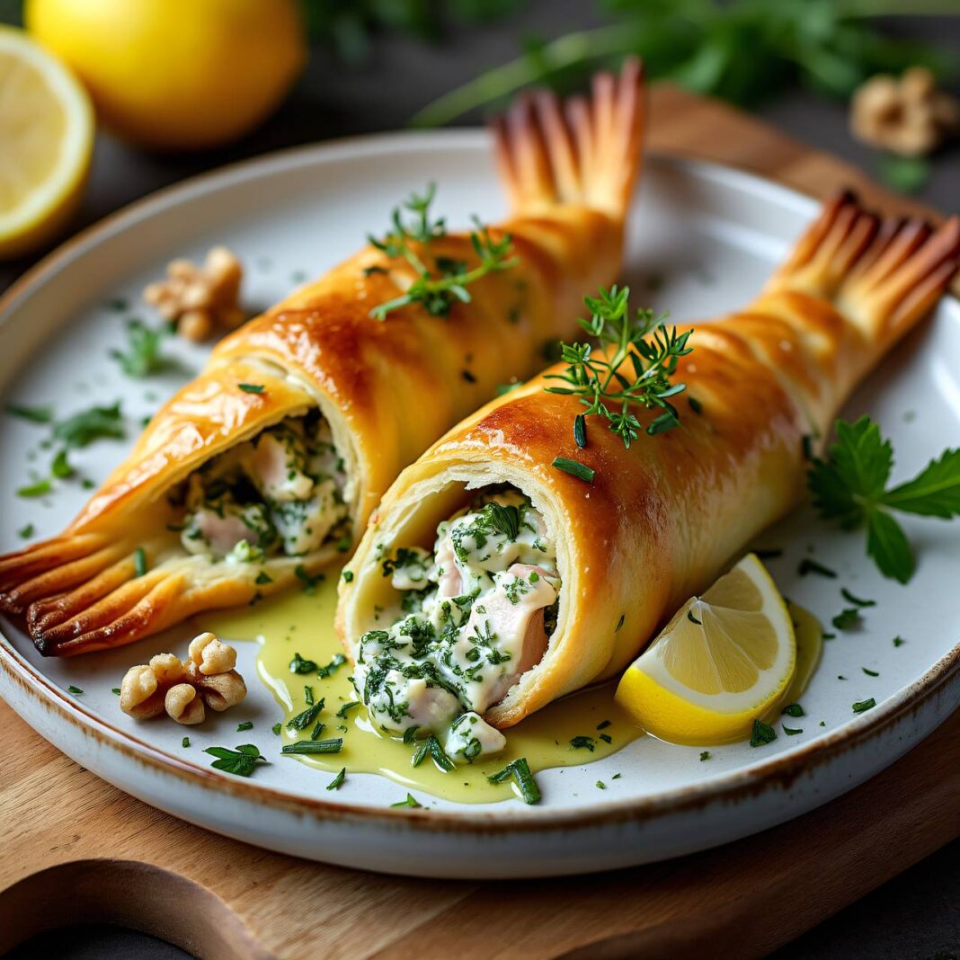 Forellen im Quarkteig mit Nuss-Kräuter-Butter Rezept Forellen im Quarkteig mit Nuss-Kräuter-Butter Rezept