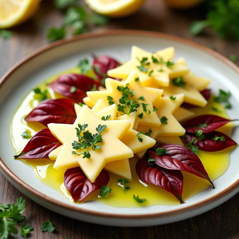 Formaggini mit Zitronen-Kräuter-Öl auf rotem Chicorée Rezept