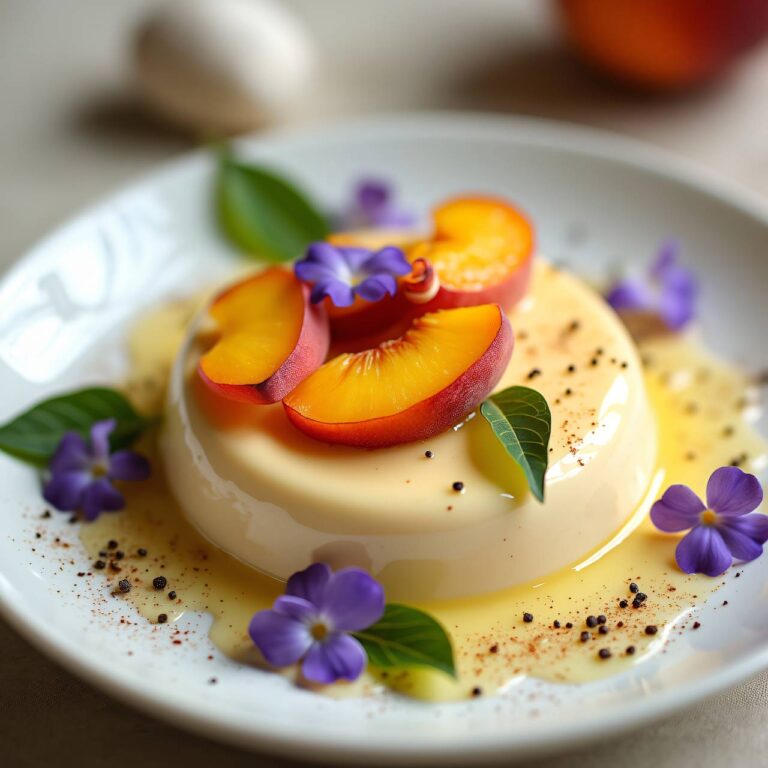 Formaggini-Mousse mit Pfirsichschnitzen Rezept
