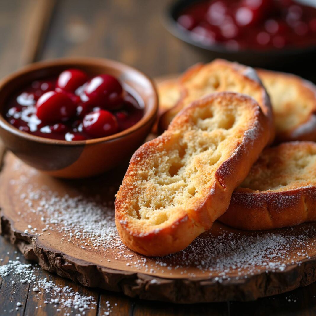 Fotzelschnitten mit Kirschenmus Rezept Fotzelschnitten mit Kirschenmus Rezept
