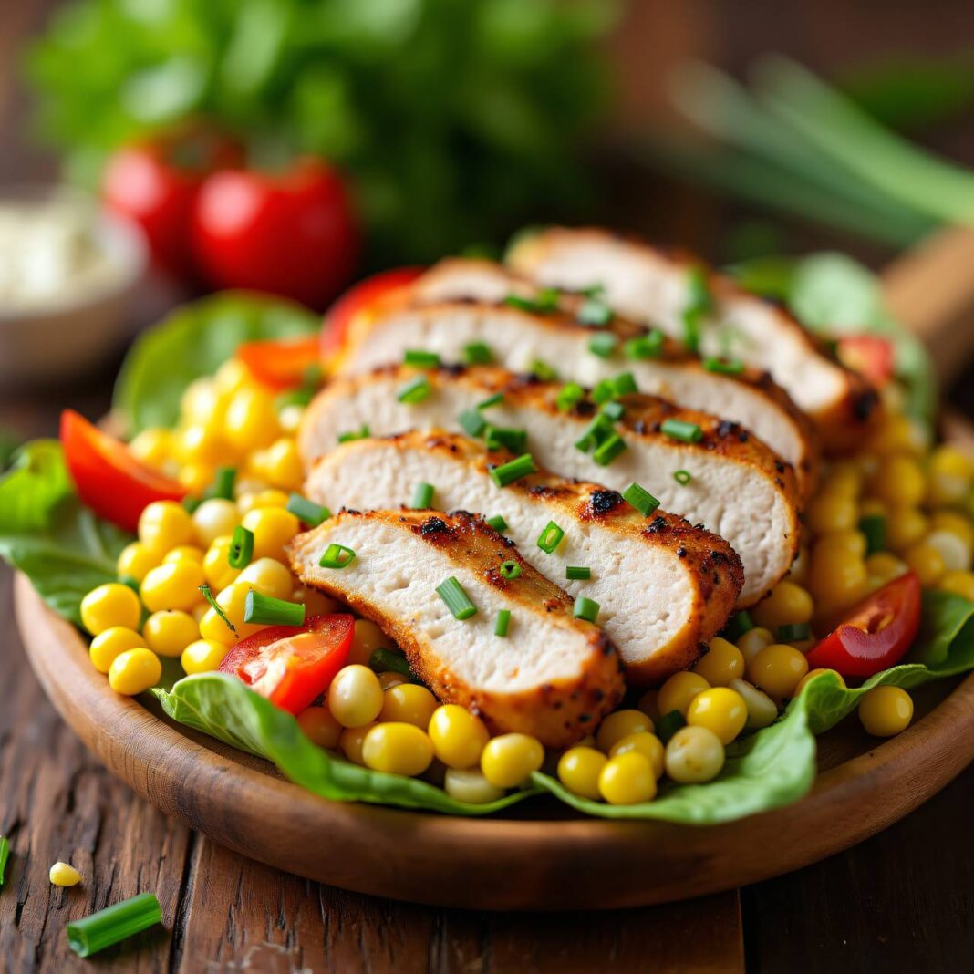 Frischer Maissalat mit Hühner Rezept Frischer Maissalat mit Hühner Rezept