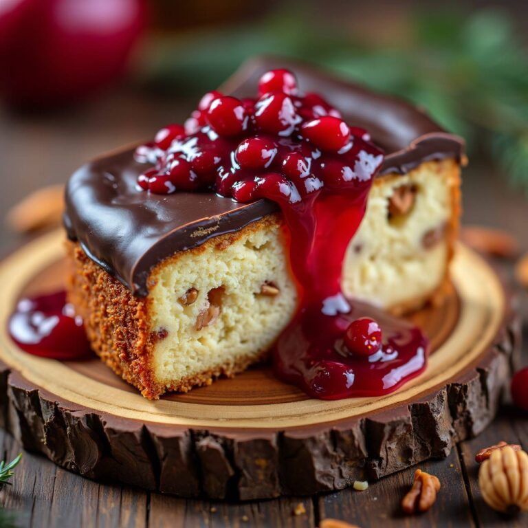 Frischkäse-Nuss-Cake mit Rhabarber-Cranberry-Sauce Rezept