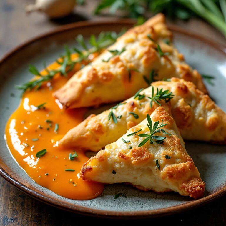 Frischkäse-Triangel mit Kürbissauce Rezept
