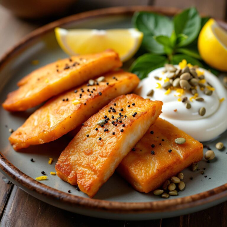 Frittierte Fische mit Kürbiskern-Quark Rezept