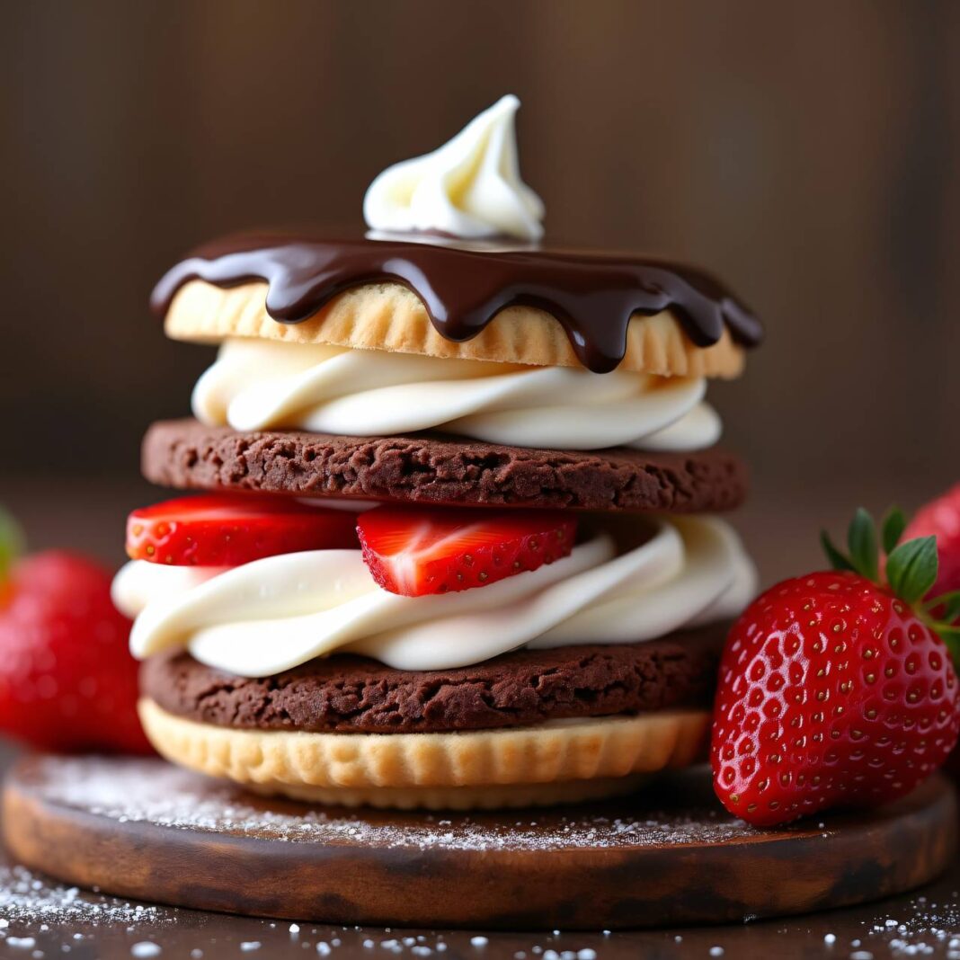 Frozen Yogurt Sandwich mit Erdbeeren Rezept Frozen Yogurt Sandwich mit Erdbeeren Rezept