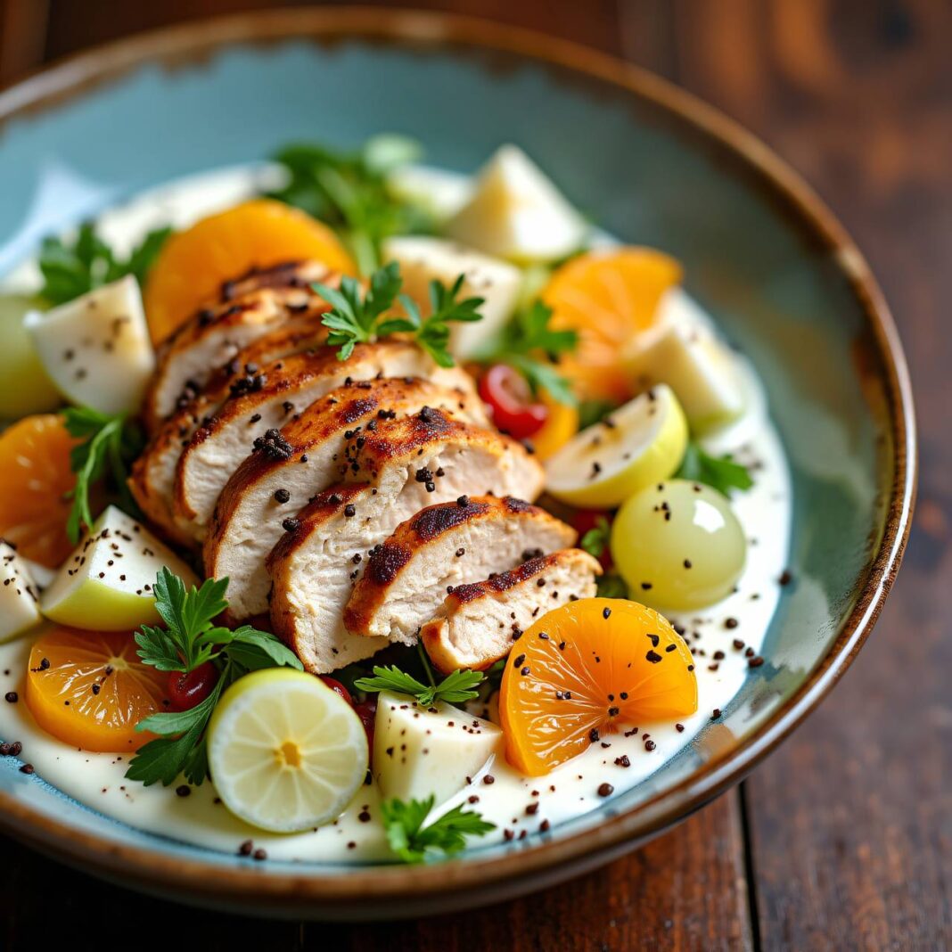 Fruchtiger Hühnersalat mit Joghurt Rezept Fruchtiger Hühnersalat mit Joghurt Rezept