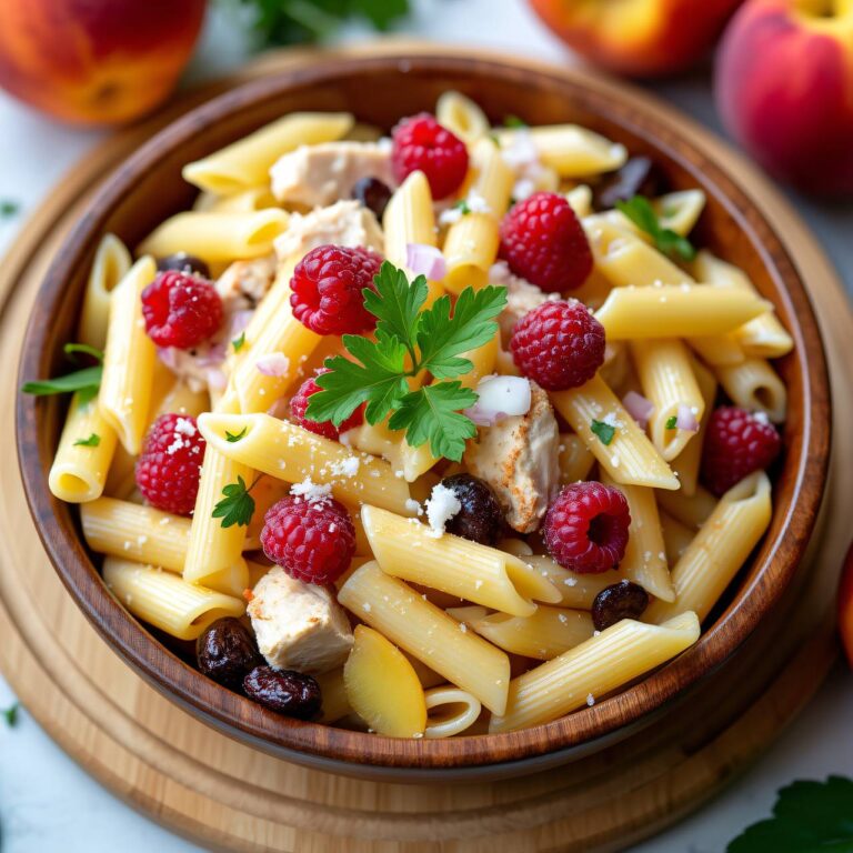 Fruchtiger Pennesalat mit Huhn Rezept