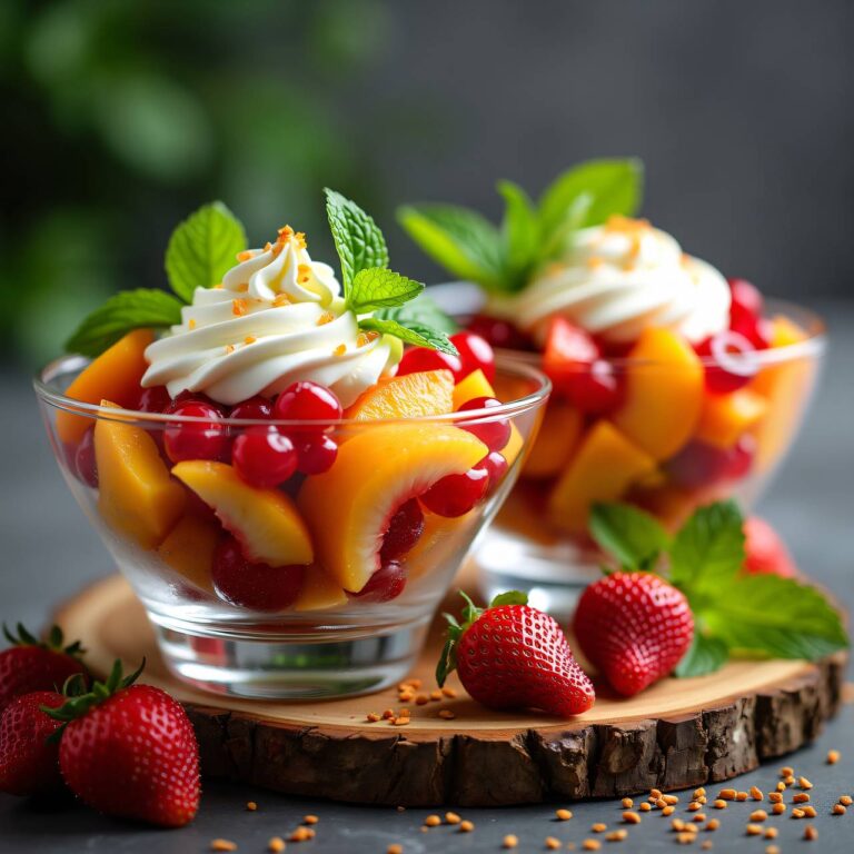 Fruchtsalat mit Limettensirup und Joghurtcrème Rezept