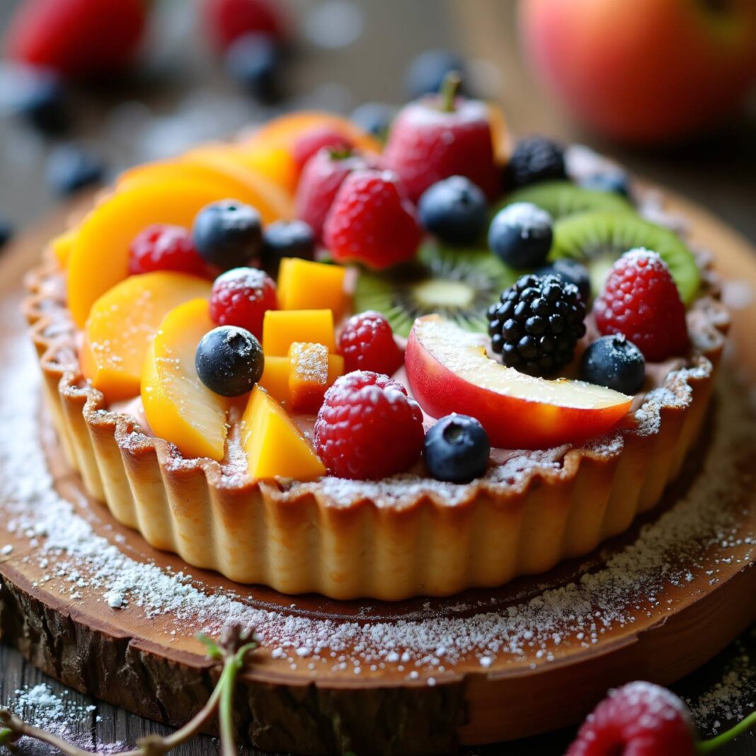 Früchtekuchen mit Vanille-Schokoladen-Crème Rezept Früchtekuchen mit Vanille-Schokoladen-Crème Rezept