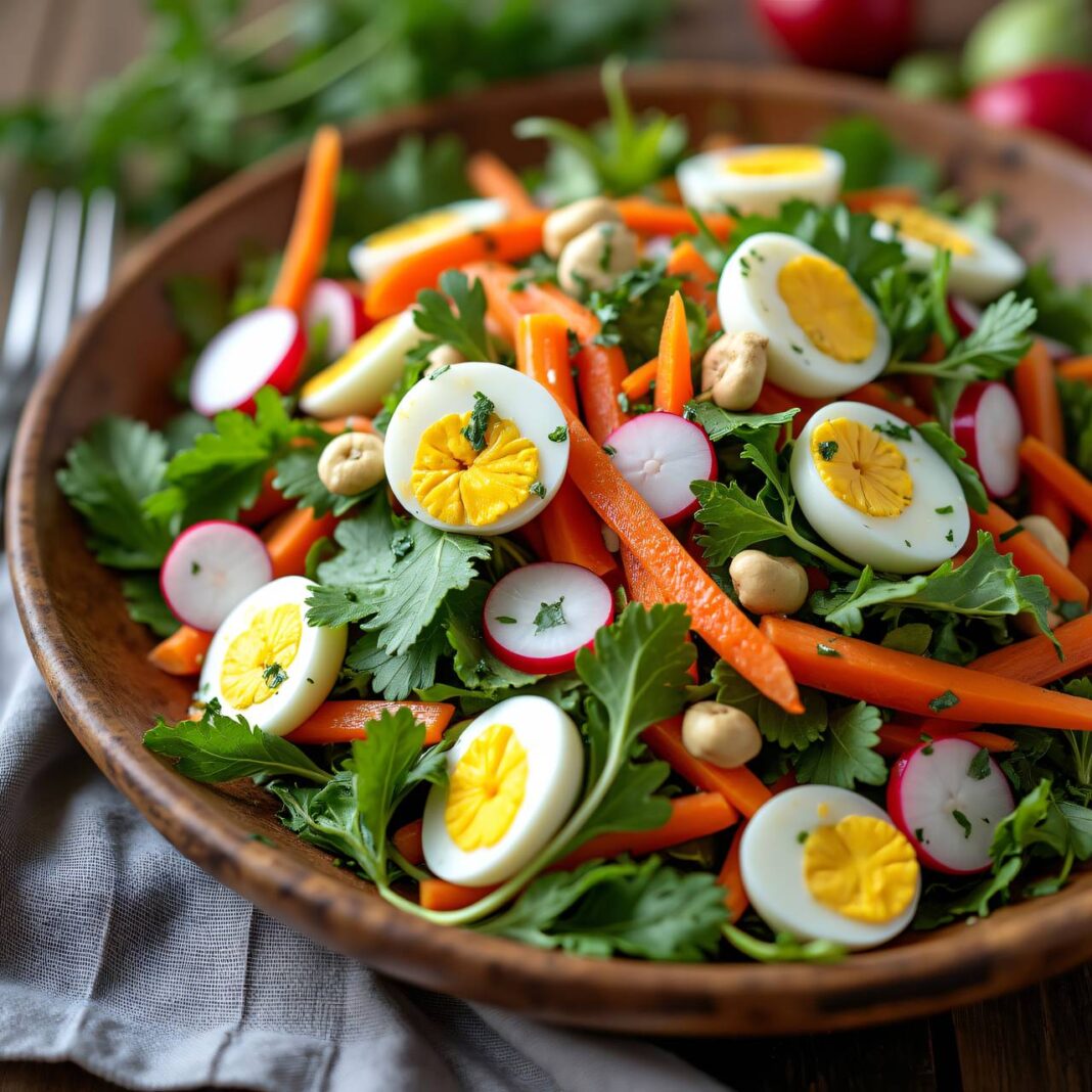 Frühlingssalat mit Eier-Vinaigrette Rezept Frühlingssalat mit Eier-Vinaigrette Rezept