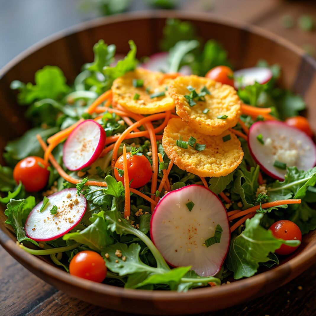 Frühlingssalat mit Käsechips Rezept Frühlingssalat mit Käsechips Rezept