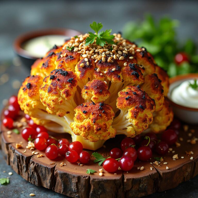 Ganzer Blumenkohl aus dem Rohr mit Haselnuss-Dukkah (Low Carb) Rezept
