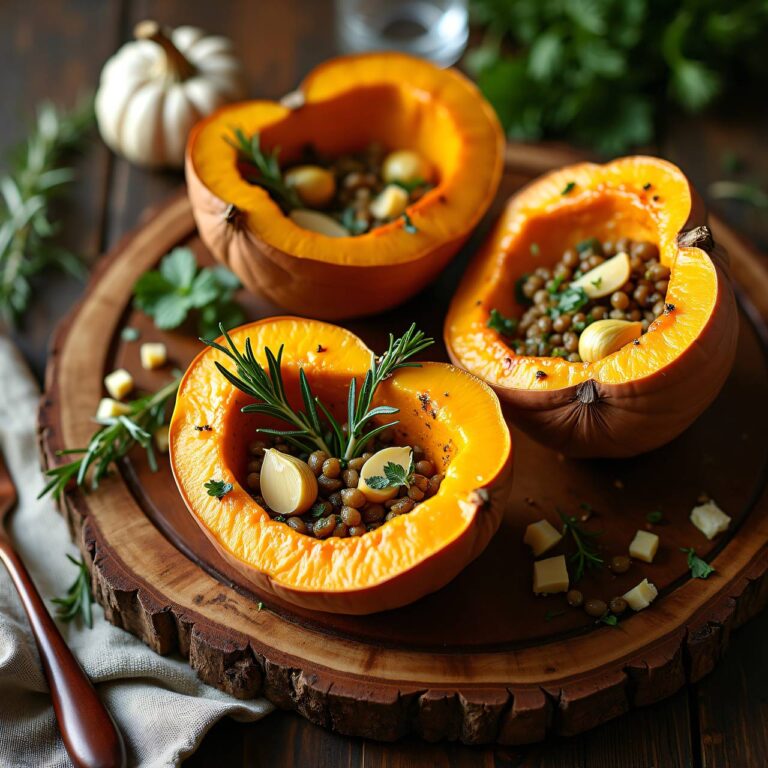 Ganzer Kräuter-Knoblauch-Kürbis aus dem Ofen Rezept