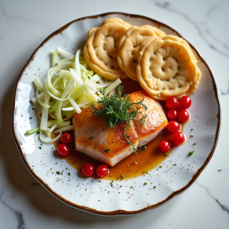 Gebeizter Saibling mit Blinis, Fenchel und Johannisbeeren Rezept