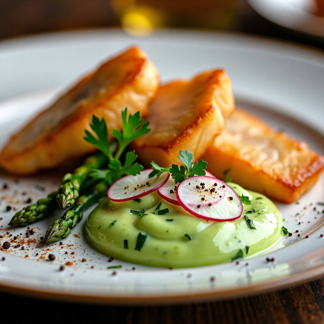 Gebratene Fischfilets mit Spargelquark Rezept Gebratene Fischfilets mit Spargelquark Rezept