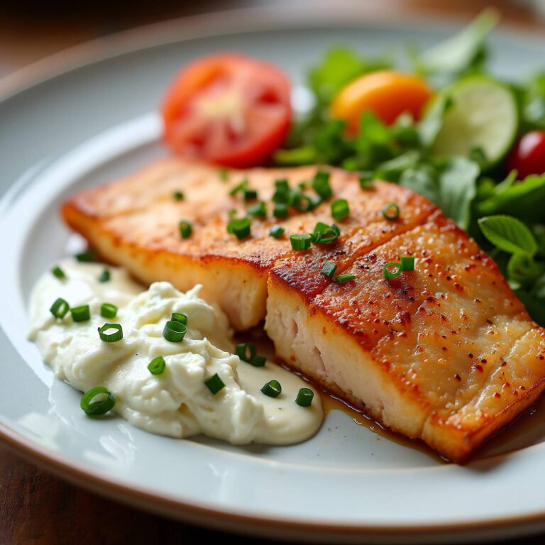 Gebratene Forellenfilets mit Meerrettichhüttenkäse Rezept