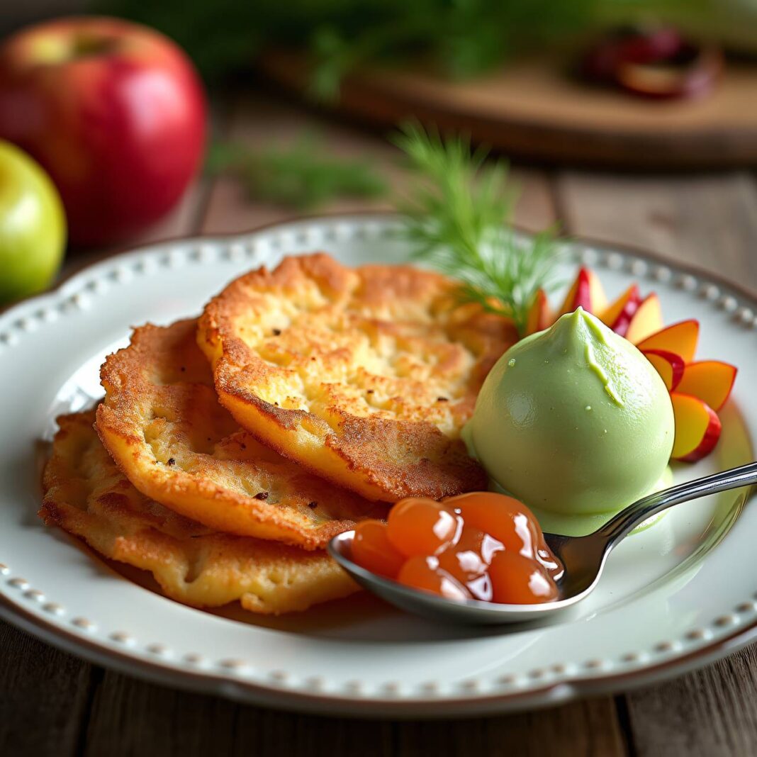 Gebratene Grießschnitten mit Fenchelglasur und Apfelkompott Rezept Gebratene Grießschnitten mit Fenchelglasur und Apfelkompott Rezept