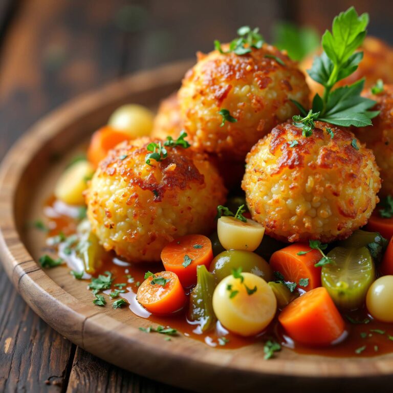Gebratene Reisbällchen mit Gemüsesauce Rezept