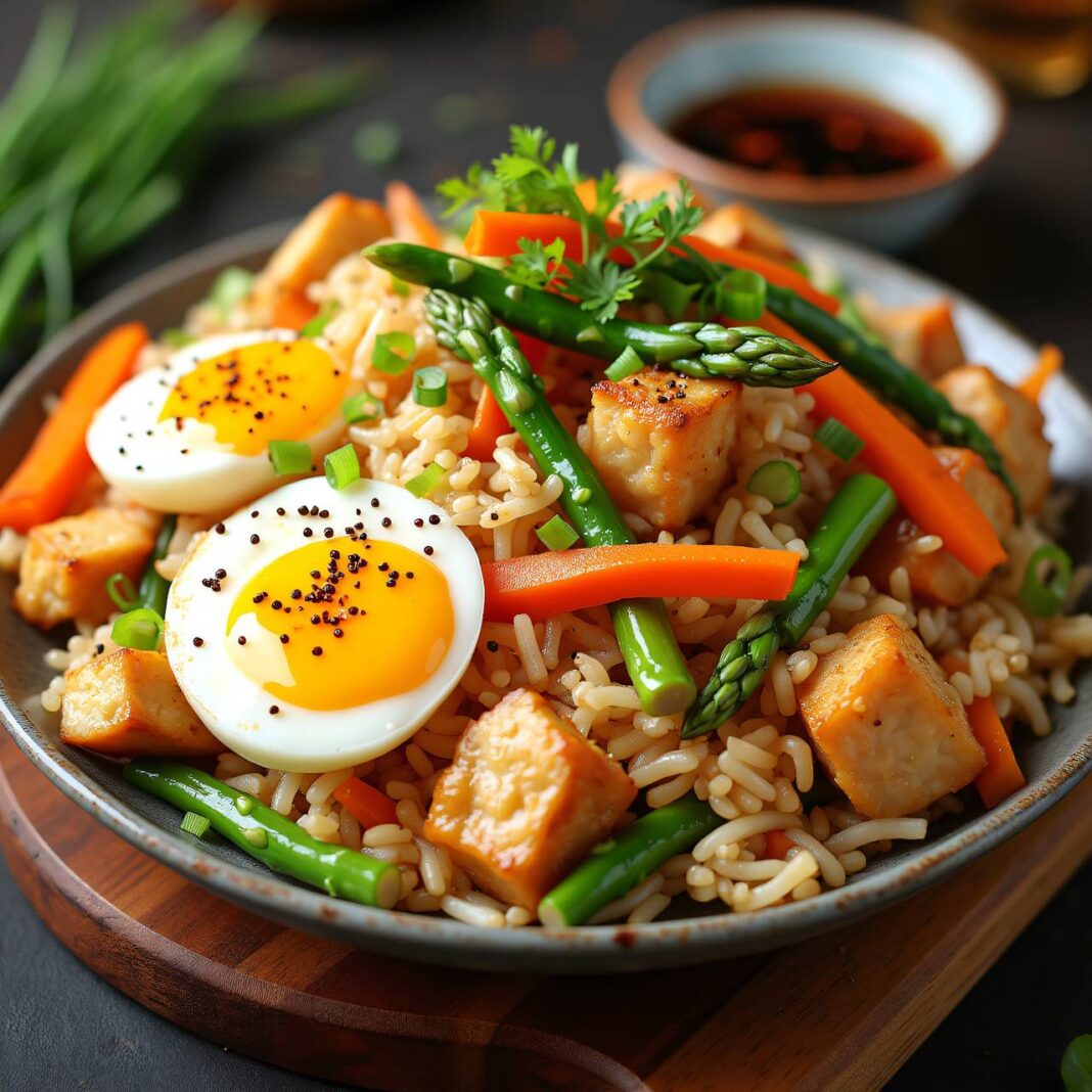 Gebratener Gemüsereis mit Hühnchen Rezept Gebratener Gemüsereis mit Hühnchen Rezept