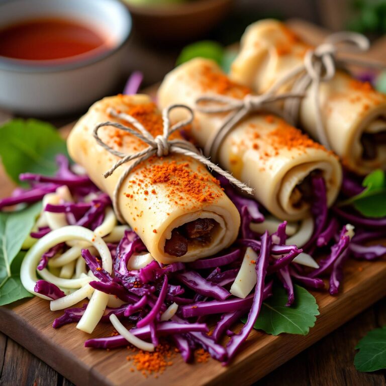 Gedämpfte Hühnerröllchen auf Krautsalat Rezept