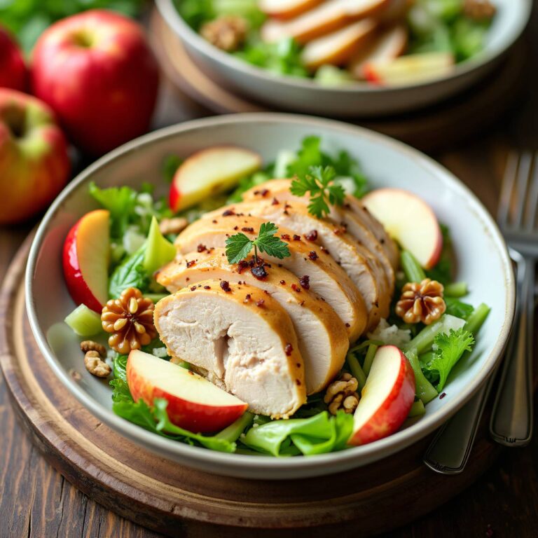 Geflügel-Apfel-Salat mit Crème fraîche Rezept