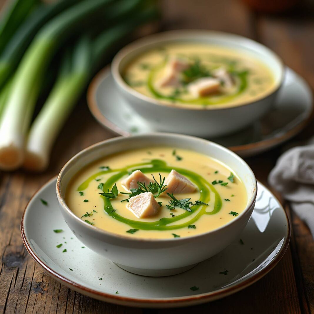 Geflügelrahmsuppe mit Lauch Rezept Geflügelrahmsuppe mit Lauch Rezept
