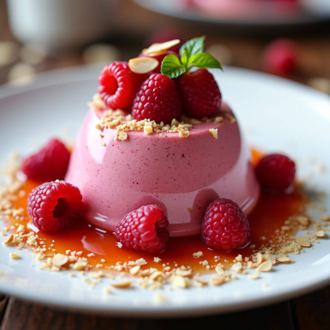 Gefrorene Himbeer-Mousse mit Mandelsauce Rezept Gefrorene Himbeer-Mousse mit Mandelsauce Rezept