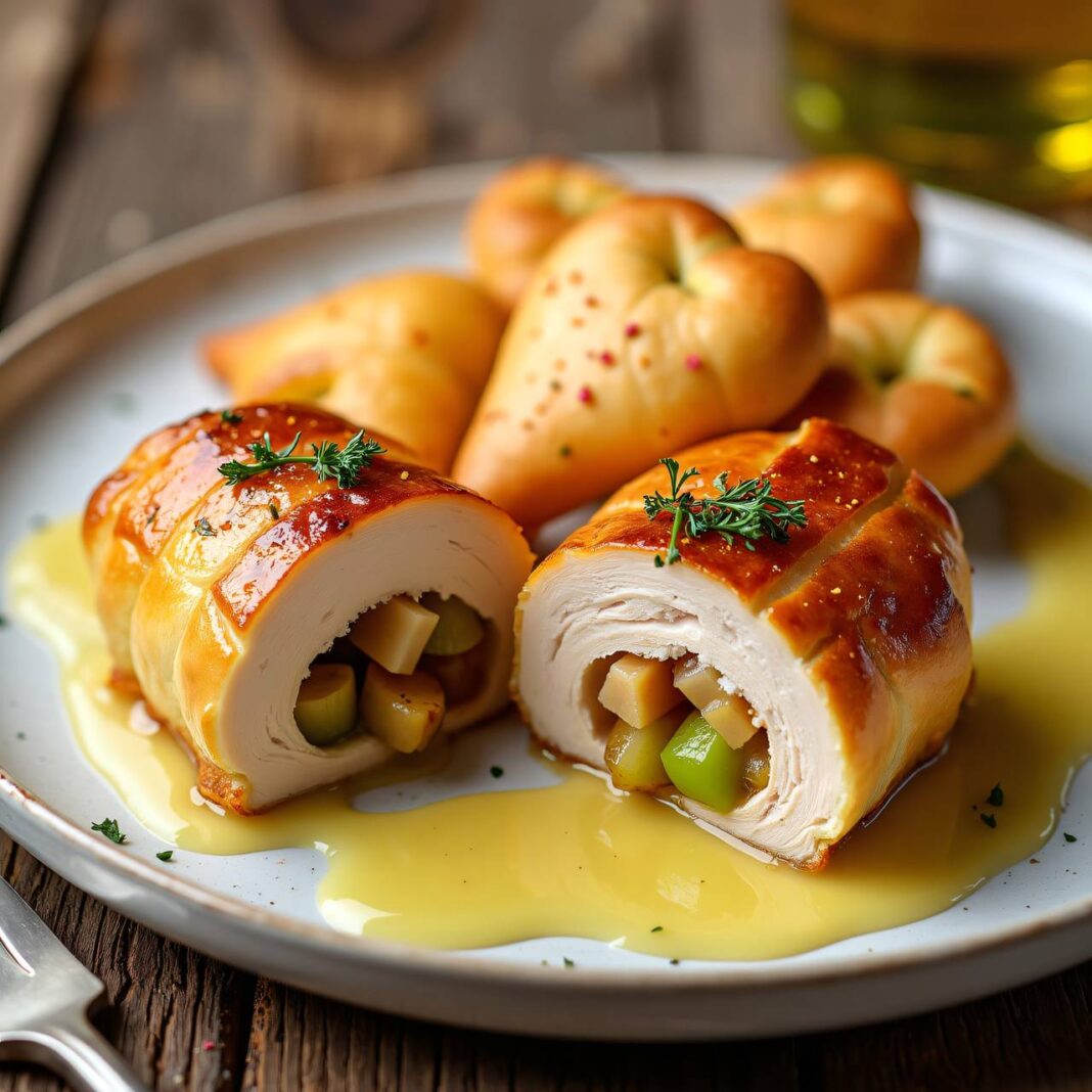 Gefüllte Hühnerbrust an Apfelsauce Rezept Gefüllte Hühnerbrust an Apfelsauce Rezept