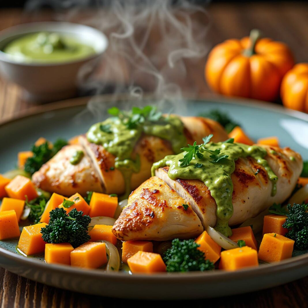 Gefüllte Hühnerbrust mit Gemüse und Nusssauce Rezept Gefüllte Hühnerbrust mit Gemüse und Nusssauce Rezept