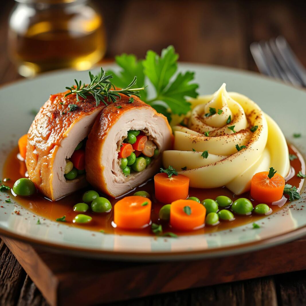 Gefüllte Kalbsbrust mit Kartoffelpüree Rezept Gefüllte Kalbsbrust mit Kartoffelpüree Rezept