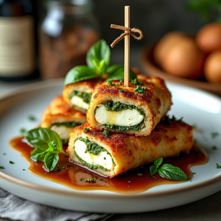 Gefüllte Kalbsschnitzelchen mit Mozzarella und Haselnuss-Pesto Rezept